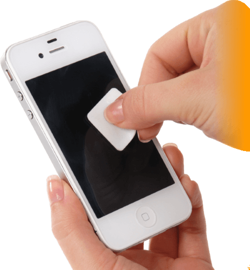 Fabrication de Sticker Cleaner Microfibre - patch nettoyant smartphone