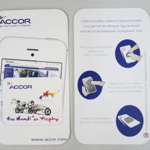 Sticker screen Cleaner patch microfibre personnalisé Accor